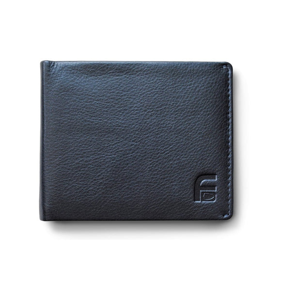 RFID Blocking Men’s BiFold Wallet – Genuine Deluxe Black Leather, ID Theft Protection