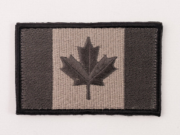 Embroidered Canada Flag (Grey,Grey Leaf) Patch with Velcro