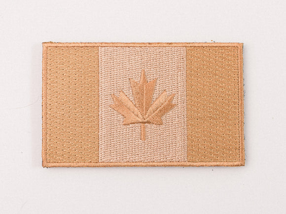 Embroidered Canada Flag (Tan) Patch with Velcro