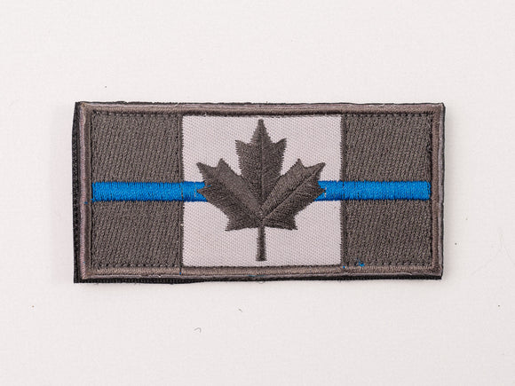 Embroidered Canada Flag (Black,Blue line) Patch with Velcro